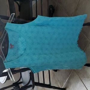 Light blue eyelet top